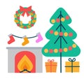 Christmas Decoration Icons Vector Illustration Royalty Free Stock Photo