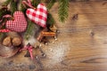 Christmas decoration, idyllic compilation, the wood background