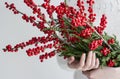 Christmas decoration of ilex verticillata or winterberry Royalty Free Stock Photo