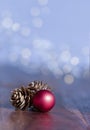 Christmas decoration with light bokeh. Selective focus. Greeting concept