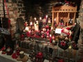 Christmas decoration with many Santa Clauses.