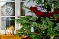 Christmas decoration of new pvc window Royalty Free Stock Photo