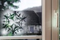 Christmas decoration of new pvc window Royalty Free Stock Photo