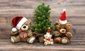 Christmas decoration with nostalgic toys Teddy Bear family Royalty Free Stock Photo