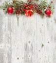 Christmas decoration on old grunge wooden board Royalty Free Stock Photo