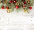 Christmas decoration on old grunge wooden board Royalty Free Stock Photo