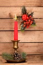 Christmas decoration on old grunge wooden board Royalty Free Stock Photo