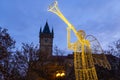 Christmas decoration on Old Town Square in Prague Czech Republic Royalty Free Stock Photo