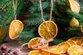 Christmas decoration, orange slice, cinnamon