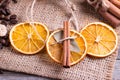 Christmas decoration, orange slice, cinnamon