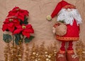 Christmas decoration over a kraft paper background