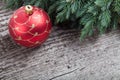 Christmas decoration over wooden background Royalty Free Stock Photo