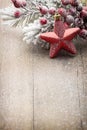 Christmas decoration over wooden background. Royalty Free Stock Photo