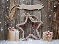 Christmas decoration over wooden background