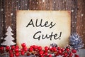 Christmas Decoration, Paper With Text Alles Gute Means Best Wishes, Snow