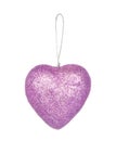 Christmas decoration, purple heart isolated on white