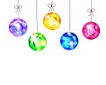 Christmas decoration with realistic precious gemstones and hand drawn string.