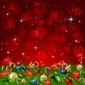 Christmas Decoration on red background