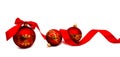 Christmas decoration red balls with ribbon isolated Royalty Free Stock Photo