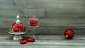 Christmas decoration with red baubles. nostalgic still life