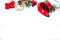Christmas decoration , red bells isolated on white background. Royalty Free Stock Photo