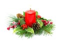 Christmas decoration with red candle Royalty Free Stock Photo