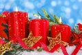 Christmas decoration with red candles Royalty Free Stock Photo