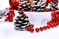 Christmas decoration in red and coloures on white Royalty Free Stock Photo