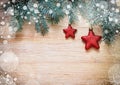 Christmas decoration. Red star on wooden background Royalty Free Stock Photo