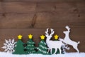 Christmas Decoration, Reindeer Couple, Snow, Green Tree Royalty Free Stock Photo