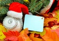 Christmas decoration, Santa Claus hat and pinetree.