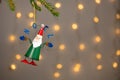 Christmas decoration. Santa Claus, Papa Noel hanging on needles Royalty Free Stock Photo