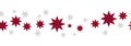 Christmas decoration seamless pattern. New Year border red stars and silver snowflakes on white background. Vector Royalty Free Stock Photo