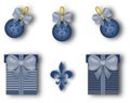 Christmas decoration set with fleur de lis motif Royalty Free Stock Photo