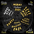 Christmas decoration for showcases and pizzerias posters for new year and holidays 2021