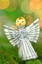 Christmas decoration, silver angel made of straw Royalty Free Stock Photo