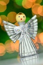 Christmas decoration, silver angel made of straw Royalty Free Stock Photo