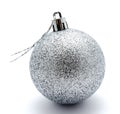 Christmas decoration silver ball isolated on a white Royalty Free Stock Photo