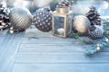 Christmas decoration with silver bokeh