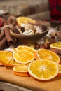 Christmas decoration with slices of dried oranges