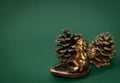 Christmas decoration. Small golden angel figurine Royalty Free Stock Photo