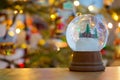 Christmas decoration, snow dome, globe with table decoration