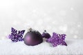 Christmas decoration snow purple white Royalty Free Stock Photo