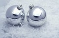 Christmas decoration, in snow, silver ball