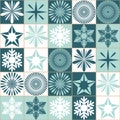 Christmas decoration snowflake crystal snow patchwork square seamless pattern background for christmas party Royalty Free Stock Photo