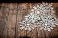 Christmas decoration snowflakes rustic wooden background Royalty Free Stock Photo