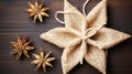 Christmas Decoration, Straw Star Snowflake, flat lay