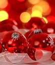 Christmas decoration on a table with light in background stock photo Royalty Free Stock Photo