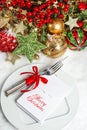 Christmas decoration. Table setting with shiny baubles Royalty Free Stock Photo