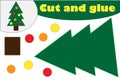 Christmas decoration tree cartoon, education game for the development of preschool children, use scissors and glue to create the Royalty Free Stock Photo